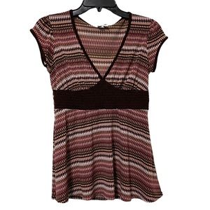 Y2K Vintage Judy Knapp Abstract Print V-Neck Top